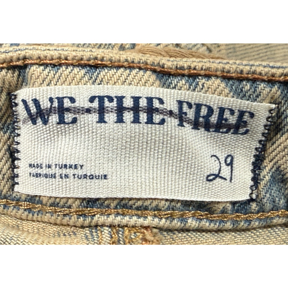 NEW FREE PEOPLE WE THE FREE LOW SLUNG MOXIE BARREL DISTRESSED JEANS IN COWBOY 29 - Picture 10 of 16